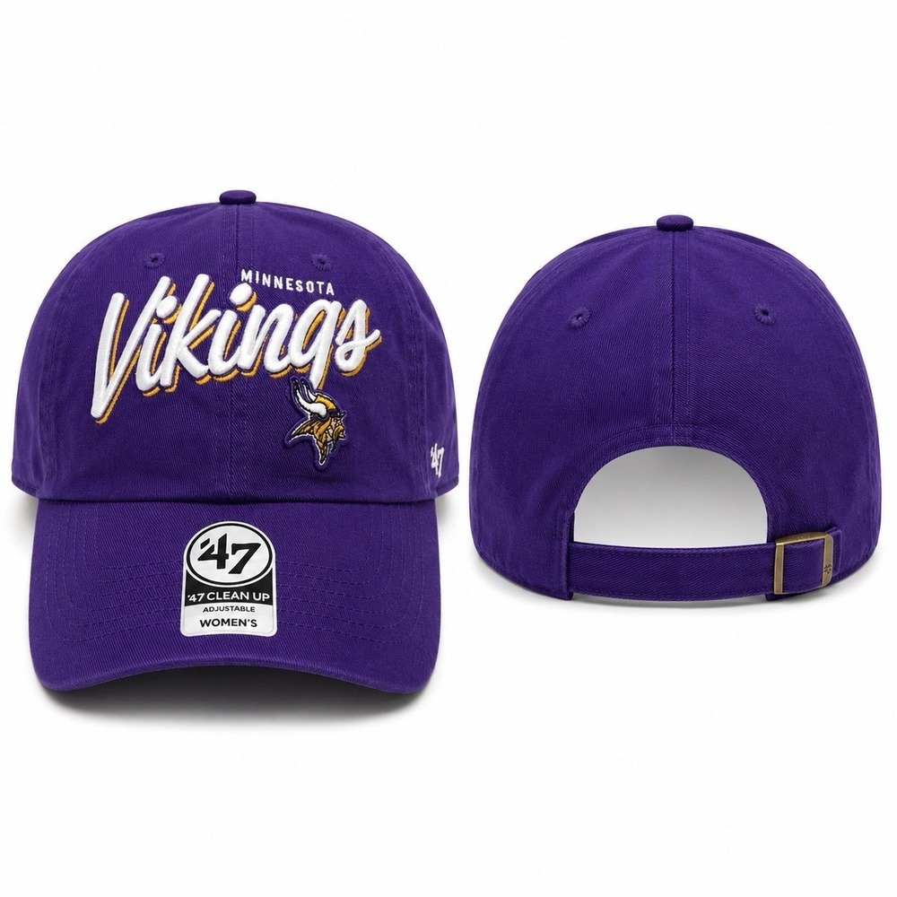 NEW '47 Minnesota Vikings Women's Clean Up Adjustable Hat Purple NFL